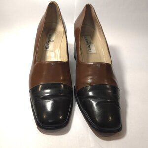 Dress Shoes CLAUDIA CIUTI Brown Leather Women's Pump Size 10 Square Chunky Heel